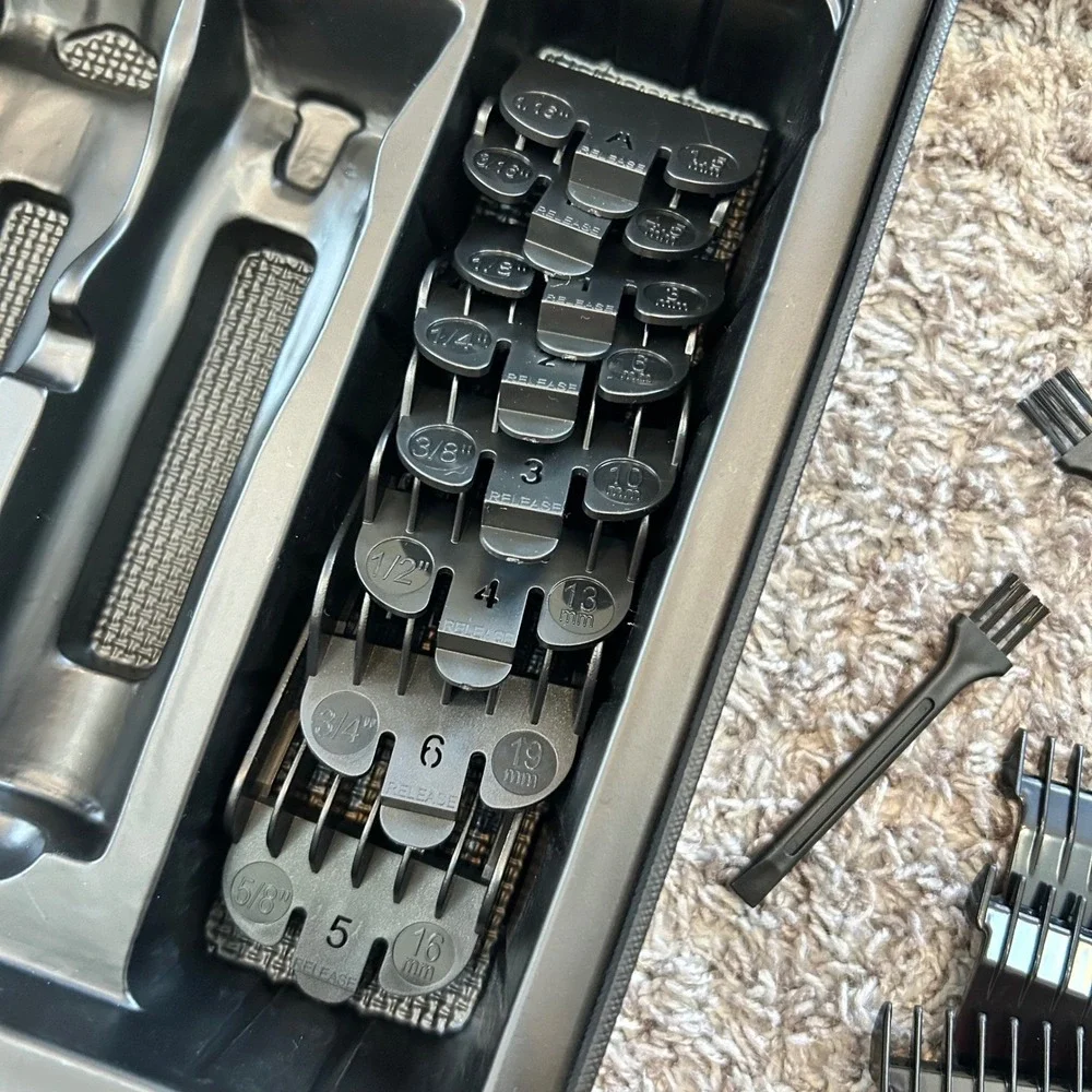 Professional Hair‎ Clipper Guard Set with Comb Cape and Cleaning Brushes Black